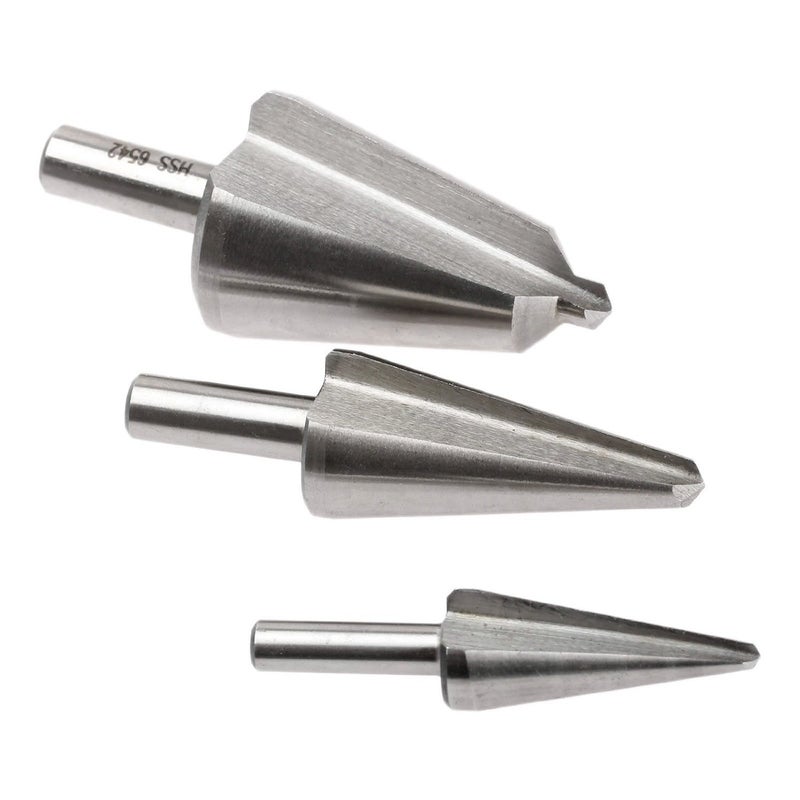 Driak 3pcs 16-30.5mm,5-20mm,3-14mm HSS Taper Power Drill Bit Umbrella Step Drill Set Cone Chamfer Cutter - Image 1